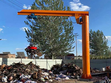 360 gradd rotating jib crane trydanol